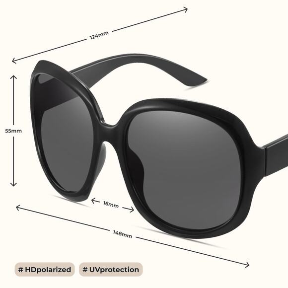 miyya Bug Eye Oversized Polarized Sunglasses Womens Retro UV Protection Shades - Picture 5 of 8